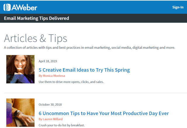 aweber blog articles and tips