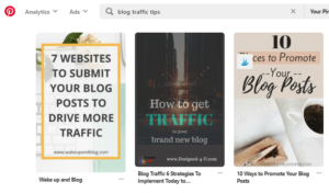 Pinterest search for blog traffic tips