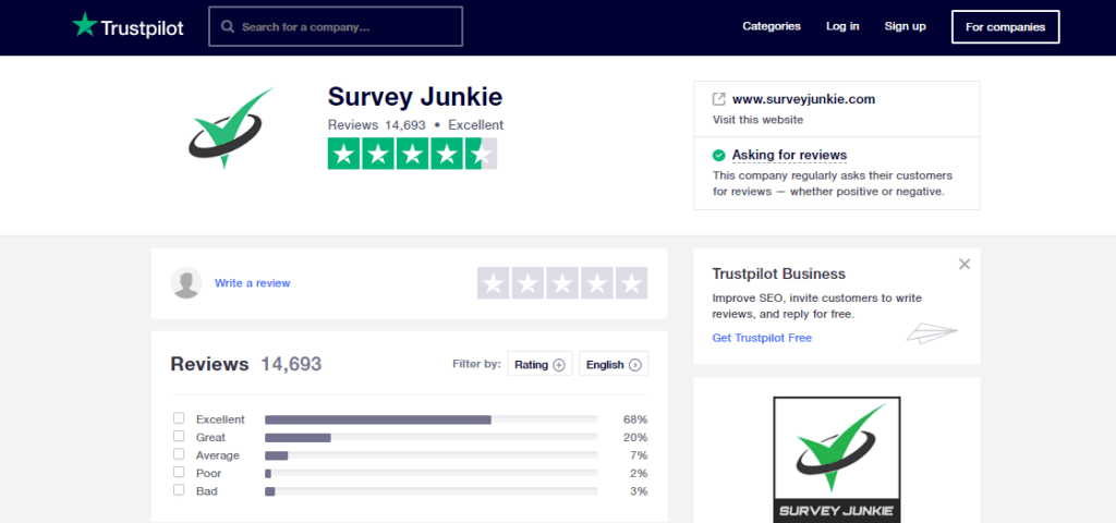 survey junkie reviews on trustpilot