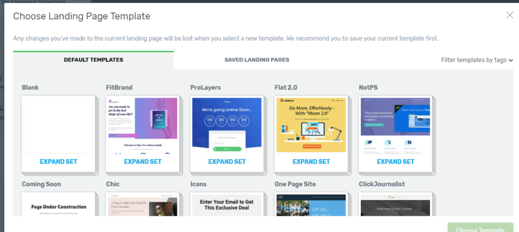 landing page templates in thrive architect