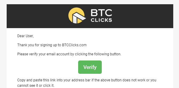 btcclicks email verification