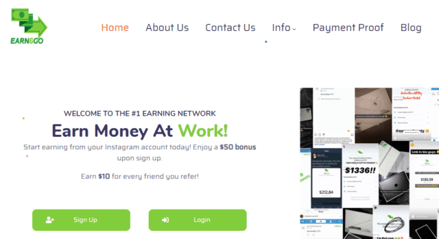 earn and go home page