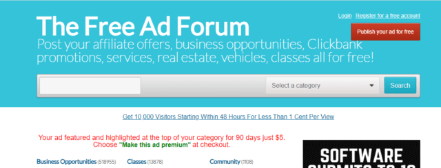 free ad forum home page