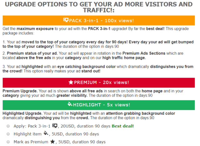 upgrade options for free ad forum